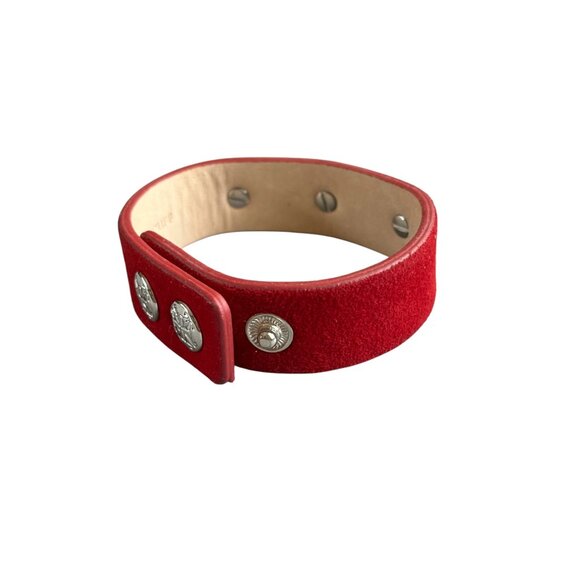 Rustic Cuff Red Suede LOVE Adjustable Bracelet  NWOT - Picture 3 of 4
